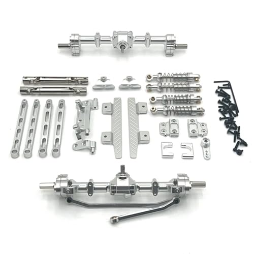 GTFRUQAS RC Ersatzteile Für MN82 1/12 Metall Vordere Und Hintere Portal Achse Für Chassis Link Stange Zugstange Montieren Stoßdämpfer Seite Pedal RC Auto Upgrade Teile(Silver) von GTFRUQAS