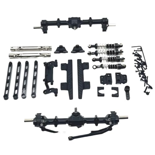 GTFRUQAS RC Ersatzteile Für MN82 1/12 Portalachse Aus Metall Vorne Und Hinten Für Chassis Verbindungsstange, Zugstangenhalterung Stoßdämpfer Seitenpedal RC-Auto-Upgrade-Teile(Black) von GTFRUQAS