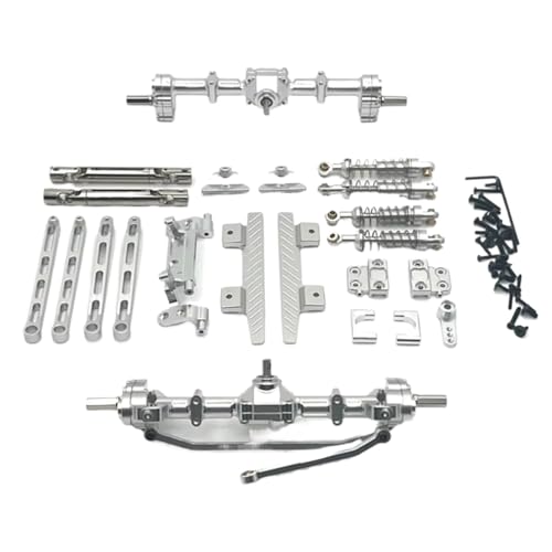 GTFRUQAS RC Ersatzteile Für MN82 1/12 Portalachse Aus Metall Vorne Und Hinten Für Chassis Verbindungsstange, Zugstangenhalterung Stoßdämpfer Seitenpedal RC-Auto-Upgrade-Teile(Silver) von GTFRUQAS