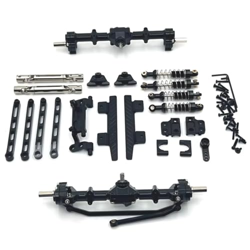 GTFRUQAS RC Ersatzteile Für MN82 1/12 Portalachse Aus Metall Vorne Und Hinten Für Chassis Verbindungsstange Zugstangenhalterung Stoßdämpfer Seitenpedal RC-Auto-Upgrade-Teile(Black) von GTFRUQAS