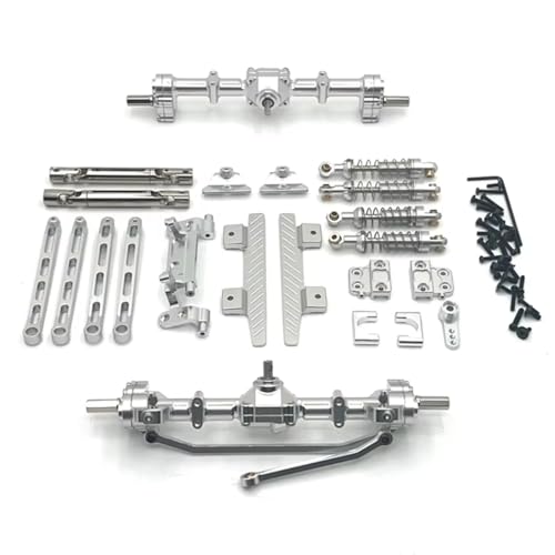 GTFRUQAS RC Ersatzteile Für MN82 1/12 Portalachse Aus Metall Vorne Und Hinten Für Chassis Verbindungsstange Zugstangenhalterung Stoßdämpfer Seitenpedal RC-Auto-Upgrade-Teile(Silver) von GTFRUQAS