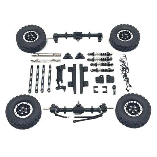 GTFRUQAS RC Ersatzteile Für MN82 Metall Vordere Und Hintere Portal Achse Für Chassis Link Stange Zugstange Montieren Stoßdämpfer Reifen Seite Pedal 1/12 RC Auto Upgrade Teile(Black) von GTFRUQAS