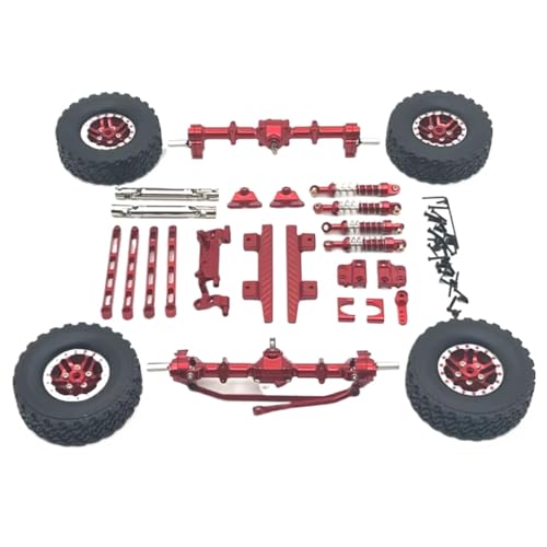 GTFRUQAS RC Ersatzteile Für MN82 Metall Vordere Und Hintere Portal Achse Für Chassis Link Stange Zugstange Montieren Stoßdämpfer Reifen Seite Pedal 1/12 RC Auto Upgrade Teile(Red) von GTFRUQAS