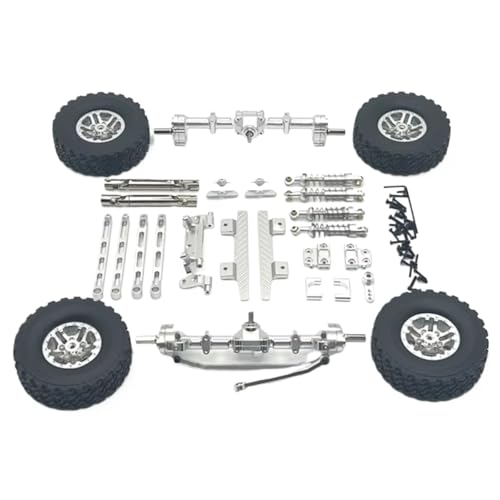 GTFRUQAS RC Ersatzteile Für MN82 Metall Vordere Und Hintere Portal Achse Für Chassis Link Stange Zugstange Montieren Stoßdämpfer Reifen Seite Pedal 1/12 RC Auto Upgrade Teile(Silver) von GTFRUQAS