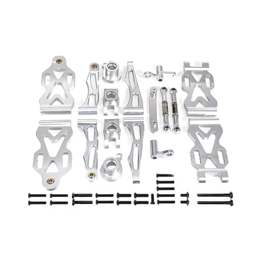 GTFRUQAS RC Ersatzteile Für SCY 1/16 16101 16102 16103 16101Pro 16102Pro 16103 Pro 16104 16106 16201 Für JJRC Q130A Q130B Q141 Metall Suspension Arm Rad Für Sitz Lenkung Cup Set(Silver) von GTFRUQAS