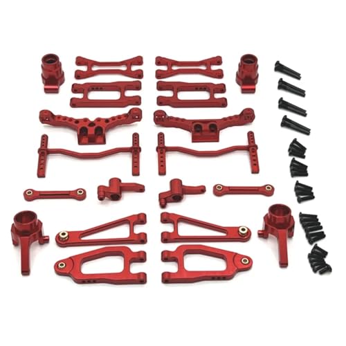 GTFRUQAS RC Ersatzteile Für SCY 18101 18102 1/18 Metall Vorderen Und Hinteren Arm Lenkung Tasse Schock Turm Körper Post Link Stange Upgrade Teile Kit RC Auto Zubehör(Red) von GTFRUQAS