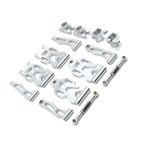 GTFRUQAS RC Ersatzteile Für SCY Für 16101 16102 16106 16201 Für Jjrc Für Q130A Q130B Q141 Q117 1/16 Metall Upgrade Teile Kit Vorne Und Hinten Arm Lenkung Tasse(Silver) von GTFRUQAS