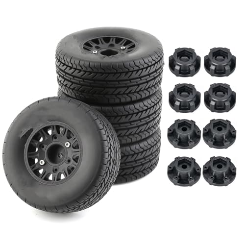 GTFRUQAS RC Ersatzteile Für Senton Für Vkar Sctx10 Für Hpl RC Auto 4Pcs 113mm 1/8 1/10 Short Course Truck Reifen Mit 12mm 14mm 17mm Rad Hex(Black) von GTFRUQAS