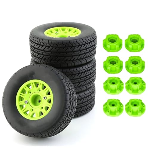 GTFRUQAS RC Ersatzteile Für Senton Für Vkar Sctx10 Für Hpl RC Auto 4Pcs 113mm 1/8 1/10 Short Course Truck Reifen Mit 12mm 14mm 17mm Rad Hex(Green) von GTFRUQAS