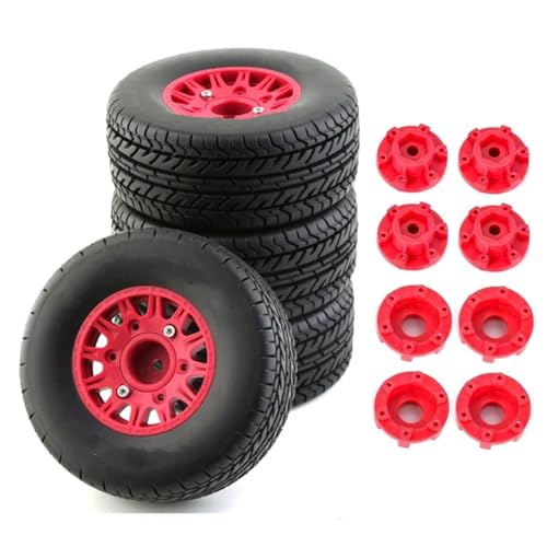 GTFRUQAS RC Ersatzteile Für Senton Für Vkar Sctx10 Für Hpl RC Auto 4Pcs 113mm 1/8 1/10 Short Course Truck Reifen Mit 12mm 14mm 17mm Rad Hex(Red) von GTFRUQAS