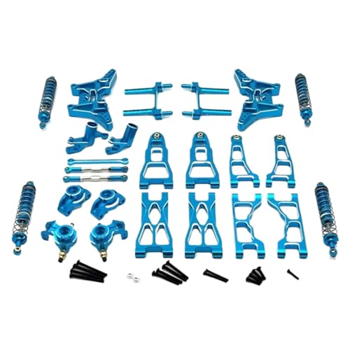 GTFRUQAS RC Ersatzteile Für UD1201 Für UD1202 Pro 1/12 Metall Lenkung Tasse Stoßdämpfer Suspension Arm Schock Turm Link Kit RC Auto Upgrade Teile Zubehör(Blue) von GTFRUQAS