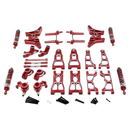 GTFRUQAS RC Ersatzteile Für UD1201 Für UD1202 Pro 1/12 Metall Lenkung Tasse Stoßdämpfer Suspension Arm Schock Turm Link Kit RC Auto Upgrade Teile Zubehör(Red) von GTFRUQAS