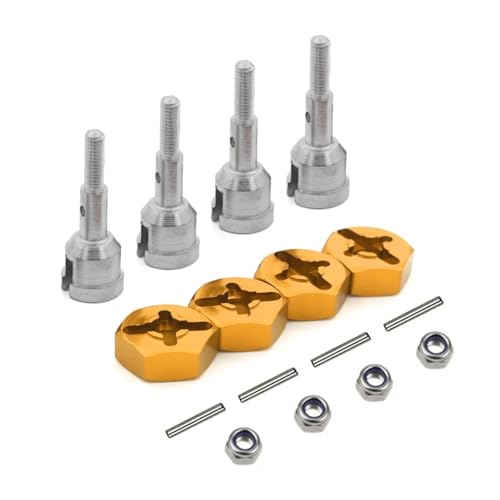 GTFRUQAS RC Ersatzteile Für WLtoys 1/18 A959 A969 A979 A959B A969-B Rad Conversion Set Achse 12mm Hex Dive Hub Drehen 1/10 On Road RC Auto Upgrade Teile(Silver-Yellow) von GTFRUQAS