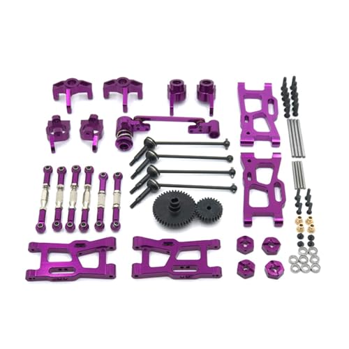 GTFRUQAS RC Ersatzteile Für WLtoys 124016 124017 124018 124019 144001 144010 144002 Metall Upgrade Kit Antriebswelle Zugstange Schaukel Arm Lenkung Tasse Getriebe Lager RC Auto Teile(Purple) von GTFRUQAS