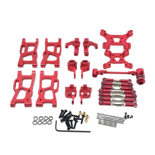 GTFRUQAS RC Ersatzteile Für WLtoys 144001 144002 144010 124007 124017 124019 Metall Schaukel Arm Lenkung Block Link Rod Kit RC Auto Upgrades Teile(Red) von GTFRUQAS