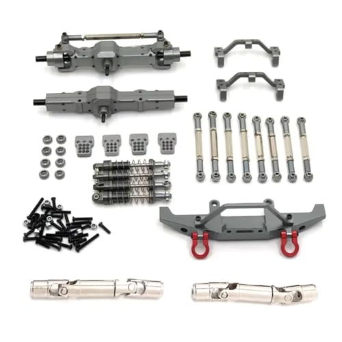 GTFRUQAS RC Ersatzteile Für WPL C14 C24 C24-1 1/16 Metall Vorder- Und Hinterachse Für Chassis Link Stange Zugstange Montieren Stoßdämpfer Set RC Auto Upgrade Teile(Grey) von GTFRUQAS