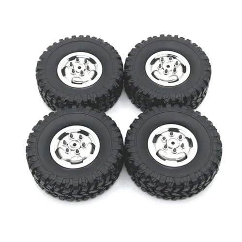 GTFRUQAS RC Ersatzteile Für WPL C14 C24 C34 C44 C54 B14 B24 Für MN D90 Für MN99S Für MN78 Für MN82 4 Stücke 67mm Metall Felge Gummi Reifen Reifen RC Auto Upgrade Teile(Silver) von GTFRUQAS