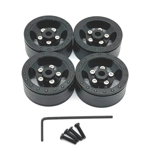 GTFRUQAS RC Ersatzteile Für WPL C14 C24 C34 C54 1/16 4 Stücke Metall Beadlock Radnabe Felge RC Auto Upgrade Teile Zubehör Ersatz DIY Teile(Black) von GTFRUQAS