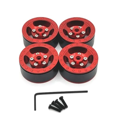 GTFRUQAS RC Ersatzteile Für WPL C14 C24 C34 C54 1/16 4 Stücke Metall Beadlock Radnabe Felge RC Auto Upgrade Teile Zubehör Ersatz DIY Teile(Red) von GTFRUQAS