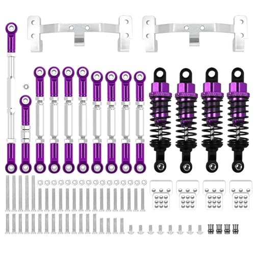 GTFRUQAS RC Ersatzteile Für WPL C24 C14 1/16 Metall Chassis Link Rod Zugstange Halterung Stoßdämpfer Halterung Halter Set Dekoration RC Auto Upgrades Teile Refit Zubehör(Purple) von GTFRUQAS