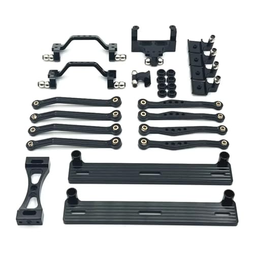 GTFRUQAS RC Ersatzteile Für WPL C64 C64-1 1/16 Metall Für Chassis Link Stange Zugstange Montieren Seite Pedal Shock Mount Set RC Auto Upgrade Teile Modifiziertes Zubehör(Black) von GTFRUQAS