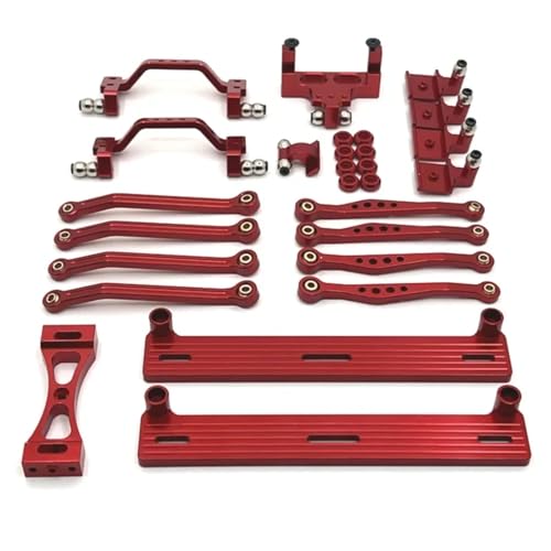 GTFRUQAS RC Ersatzteile Für WPL C64 C64-1 1/16 Metall Für Chassis Link Stange Zugstange Montieren Seite Pedal Shock Mount Set RC Auto Upgrade Teile Modifiziertes Zubehör(Red) von GTFRUQAS