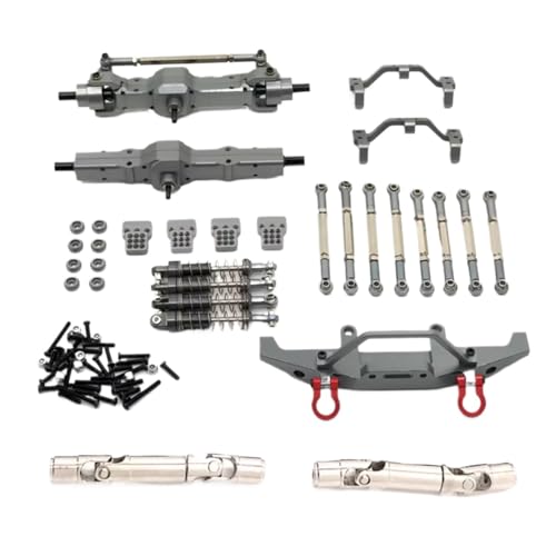 GTFRUQAS RC Ersatzteile Für WPL Für C14 Für C24 Für C24-1 1/16 Metall Vorder- Und Hinterachse Für Chassis Verbindungsstange Zugstangenhalterung Stoßdämpfersatz RC Auto Upgrade Teile ﻿(Titanium) von GTFRUQAS