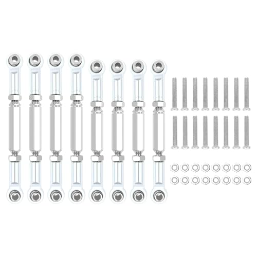 GTFRUQAS RC Ersatzteile Für WPL Für MN-90 Für MN-45 Für MN-99 B14 C14 C24 C-14K C-24K 1/16 RC Auto8PCS Metall Zugstange Lenkung Servo Link Verknüpfungen Arm Spurstangenköpfe(Silver) von GTFRUQAS