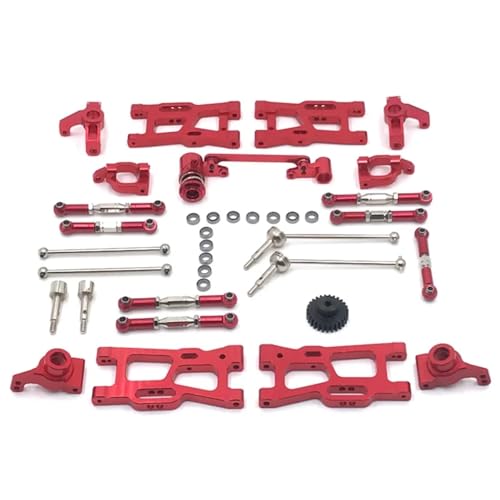 GTFRUQAS RC Ersatzteile Für Wltoys 1/12 124016 124017 124018 124019 1/14 144001 Antriebswelle Zugstange Für Schaukel Arm Lenkung Metall Kit RC Auto Teile Upgrade(Red) von GTFRUQAS