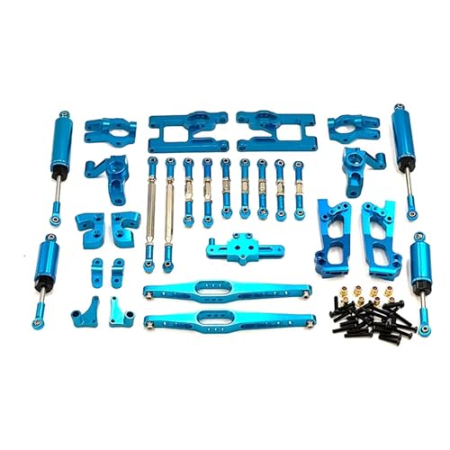 GTFRUQAS RC Ersatzteile Für Wltoys 12427 12428 12423 Für FY01 02 03 Stoßdämpfer Schwingarme Lenkbecher Spurstangen Fernbedienung Auto Upgrade Zubehör Metall Upgrade Teile(Blue) von GTFRUQAS