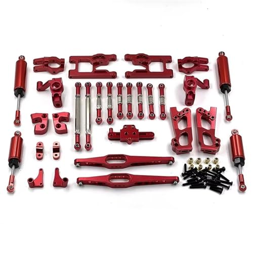 GTFRUQAS RC Ersatzteile Für Wltoys 12427 12428 12423 Für FY01 02 03 Stoßdämpfer Schwingarme Lenkbecher Spurstangen Fernbedienung Auto Upgrade Zubehör Metall Upgrade Teile(Red) von GTFRUQAS