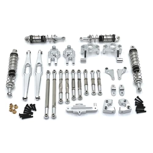 GTFRUQAS RC Ersatzteile Für Wltoys 12429 1/12 Metalllenker Montage Link Stange Stoßdämpfer Set RC Car Upgrade Teile Kit Modifiziertes Zubehör Modifiziertes Zubehör(Silver) von GTFRUQAS