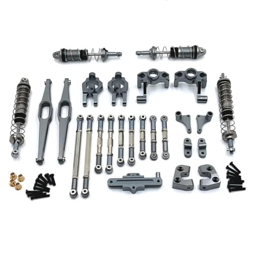 GTFRUQAS RC Ersatzteile Für Wltoys 12429 1/12 Metalllenker Montage Link Stange Stoßdämpfer Set RC Car Upgrade Teile Kit Modifiziertes Zubehör Modifiziertes Zubehör(Titanium) von GTFRUQAS