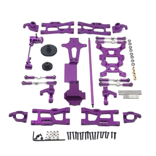 GTFRUQAS RC Ersatzteile Für Wltoys 144001 144002 144010 1/14 Metall Upgrade Teile Kits Für Schaukel Arm Link Stange Lenkung Block RC Auto Zubehör(Purple) von GTFRUQAS