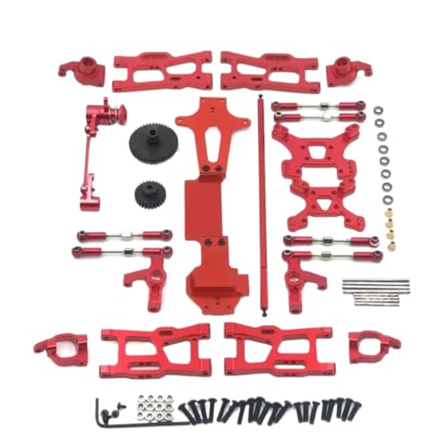 GTFRUQAS RC Ersatzteile Für Wltoys 144001 144002 144010 1/14 Metall Upgrade Teile Kits Für Schaukel Arm Link Stange Lenkung Block RC Auto Zubehör(Red) von GTFRUQAS