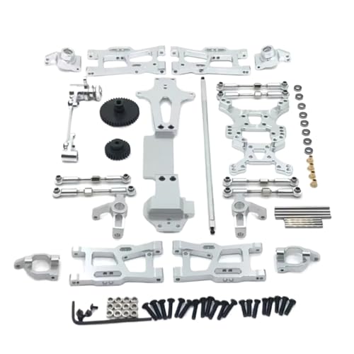 GTFRUQAS RC Ersatzteile Für Wltoys 144001 144002 144010 1/14 Metall Upgrade Teile Kits Für Schaukel Arm Link Stange Lenkung Block RC Auto Zubehör(Silver) von GTFRUQAS