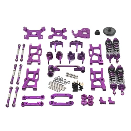 GTFRUQAS RC Ersatzteile Für Wltoys 144001 144002 144010 124017 124019 Metall-Upgrade-Teile-Umbausätze Für Schwingarm-Stoßdämpfersatz RC-Autozubehör(Purple) von GTFRUQAS