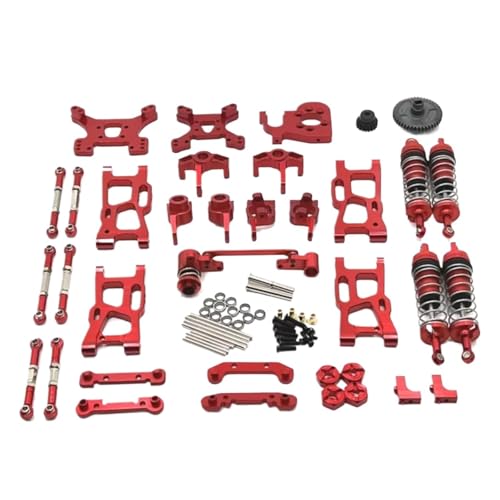 GTFRUQAS RC Ersatzteile Für Wltoys 144001 144002 144010 124017 124019 Metall-Upgrade-Teile-Umbausätze Für Schwingarm-Stoßdämpfersatz RC-Autozubehör(Red) von GTFRUQAS