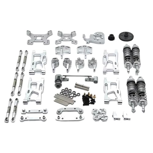 GTFRUQAS RC Ersatzteile Für Wltoys 144001 144002 144010 124017 124019 Metall-Upgrade-Teile-Umbausätze Für Schwingarm-Stoßdämpfersatz RC-Autozubehör(Silver) von GTFRUQAS