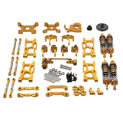 GTFRUQAS RC Ersatzteile Für Wltoys 144001 144002 144010 124017 124019 Metall-Upgrade-Teile-Umbausätze Für Schwingarm-Stoßdämpfersatz RC-Autozubehör(Yellow) von GTFRUQAS