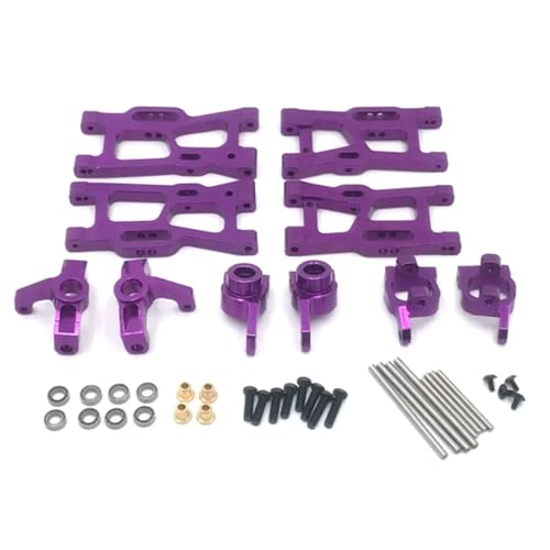 GTFRUQAS RC Ersatzteile Für Wltoys 144001 144010 124007 124008 124016 124017 124018 124019 Metall Suspension Arme Lenkung Cup Hub Carrier Set Upgrade Teile(Purple) von GTFRUQAS