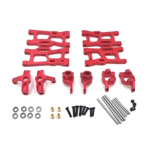 GTFRUQAS RC Ersatzteile Für Wltoys 144001 144010 124007 124008 124016 124017 124018 124019 Metall Suspension Arme Lenkung Cup Hub Carrier Set Upgrade Teile(Red) von GTFRUQAS