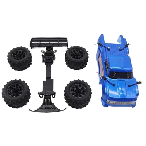 GTFRUQAS RC Ersatzteile Für Wltoys 144001 144010 Für Monster Truck Geändert Körper Shell Kit Upgrade Front Stoßstange Mit Lampe Große Räder Reifen RC Auto Teile Zubehör(Retrofit kit) von GTFRUQAS