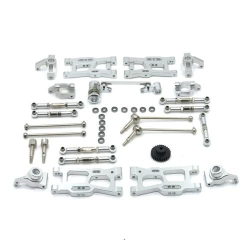 GTFRUQAS RC Ersatzteile Für Wltoys 144010 144002 124017 124019 124018 144001 124007 Metall Antriebswelle Zugstange Für Schaukel Arm Lenkung RC Teile Upgrade Kit(Silver) von GTFRUQAS