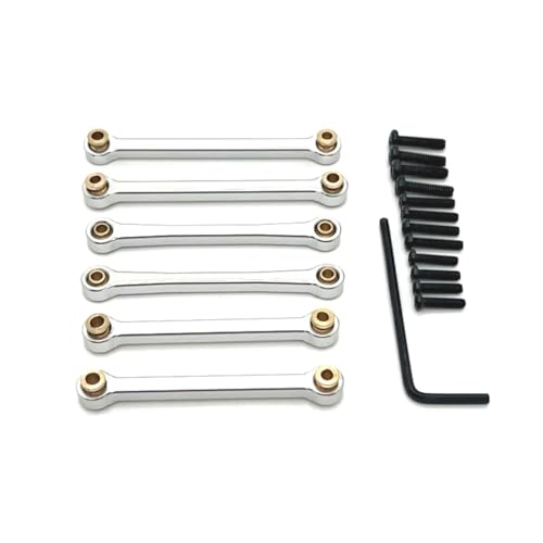 GTFRUQAS RC Ersatzteile Für Wltoys 144016 144018 1/14 Metall Lenkung Link Stange Spurstange Linkage Set RC Auto Upgrade Teile Zubehör Ersatz DIY Teile(Silver) von GTFRUQAS