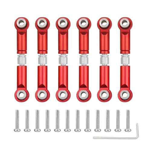 GTFRUQAS RC Ersatzteile Für Wltoys A959 A959-B A949 A969 A979 K929 1/18 Metall Vorne Hinten Spurstange Gestänge Servo Link Rod Set RC Auto Upgrades Teile Zubehör(Red) von GTFRUQAS