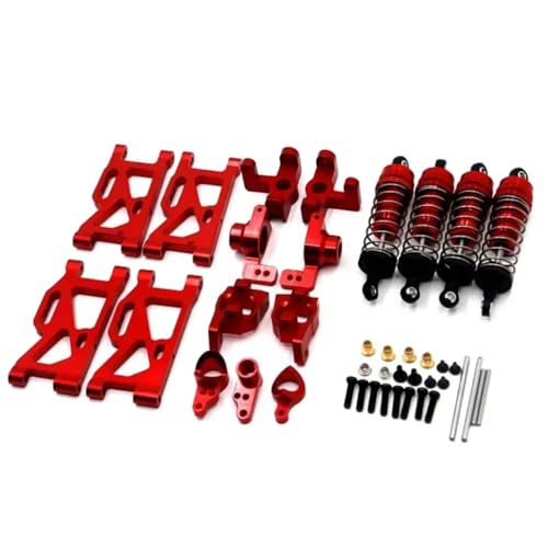 GTFRUQAS RC Ersatzteile Für Wltoys Für 144001 1/14 RC Auto Upgrade Teile Metalllenkung Für Schwung Arm Basis C Heck Hub Für Sitzschockdämpfer RC Auto Upgrade Teile(Red) von GTFRUQAS