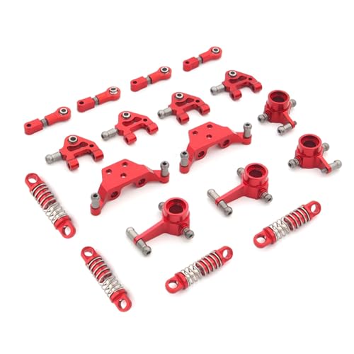 GTFRUQAS RC Ersatzteile Für Wltoys P929 P939 K979 K989 K999 K969 1/28 284131 RC Auto Verbesserte Teile Metall Stoßdämpfer CVD Lenkung Tasse Schwinge Arm Komplettset Zubehör(Red,Set 2) von GTFRUQAS