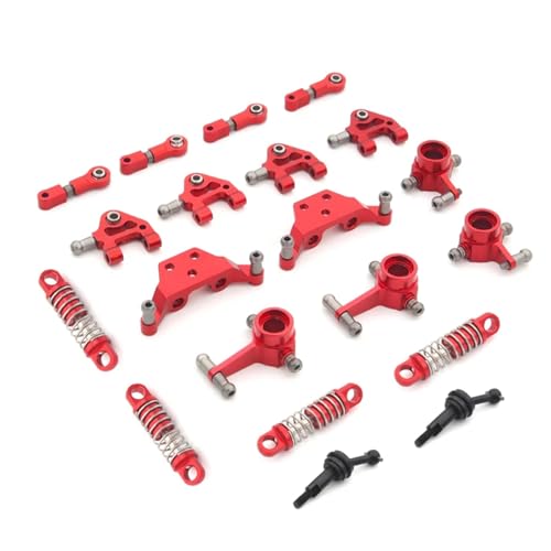 GTFRUQAS RC Ersatzteile Für Wltoys P929 P939 K979 K989 K999 K969 1/28 Metall Stoßdämpfer CVD Lenkung Tasse Für Schaukel Arm Set RC Auto Verbesserte Teile(Red,Set 7) von GTFRUQAS