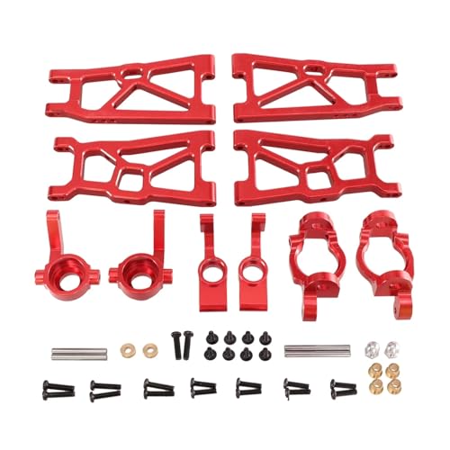 GTFRUQAS RC Ersatzteile Für ZD Für Racing DBX-10 1/10 Metall Vorne Und Hinten Rocker Für Schaukel Arm Lenkung Tasse Hinterrad Für Sitz RC Auto Upgrade Teile(Red) von GTFRUQAS